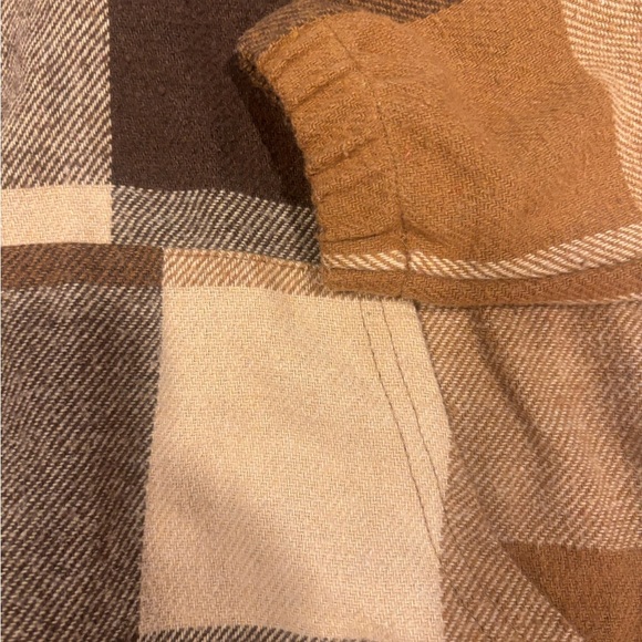 Boy 7Y Plaid Hooded Sweater - Brown and Tan - Picture 2 of 4